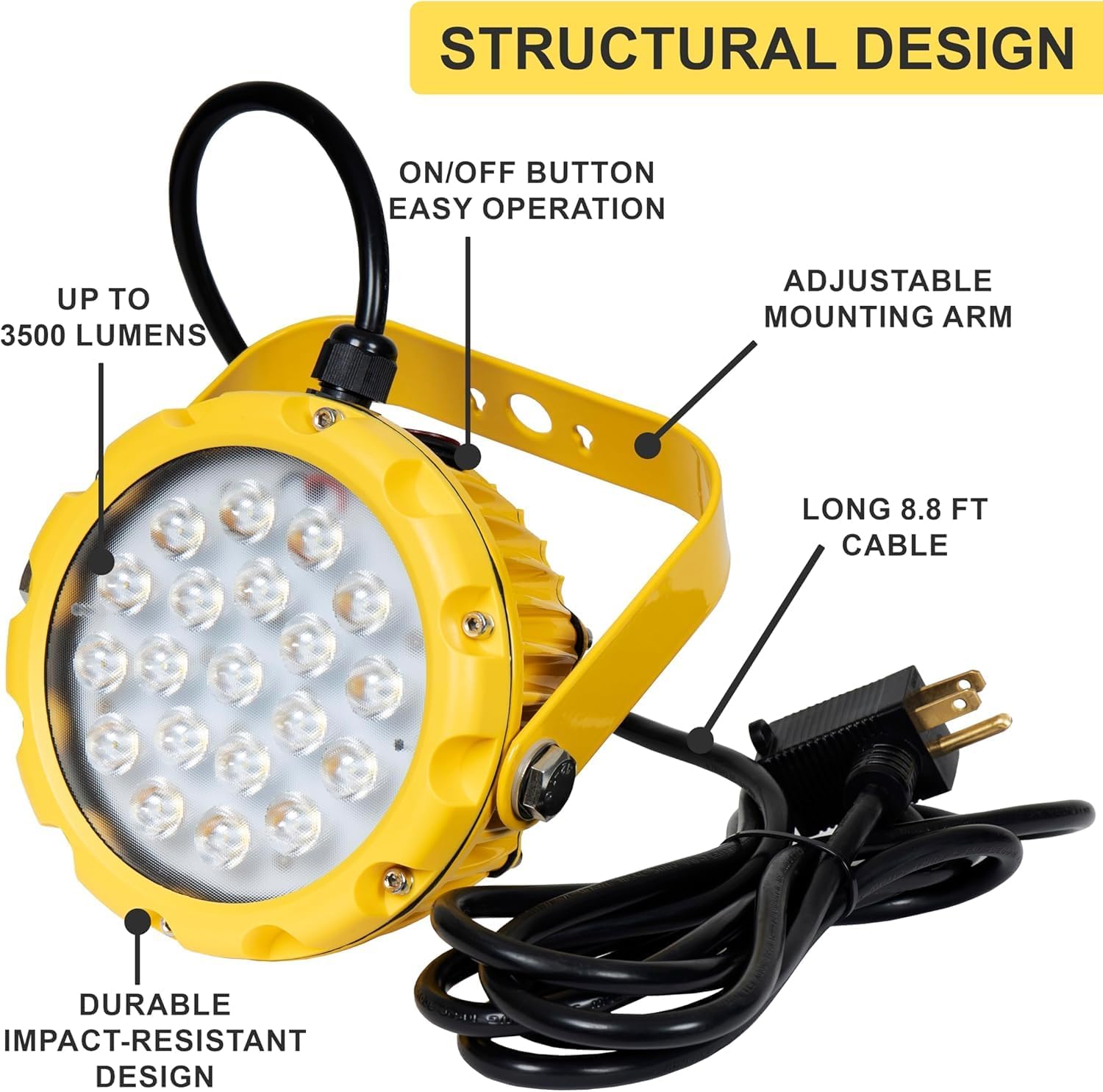 Vergo Industrial 30 Watt Loading Dock Light - IP65 Waterproof 3500 Lumens LED Dock Light with 180 Degree Rotatable Lamp Head, Ideal for Indoor & Outdoor Security, Containers, Warehouses (2 Pack)