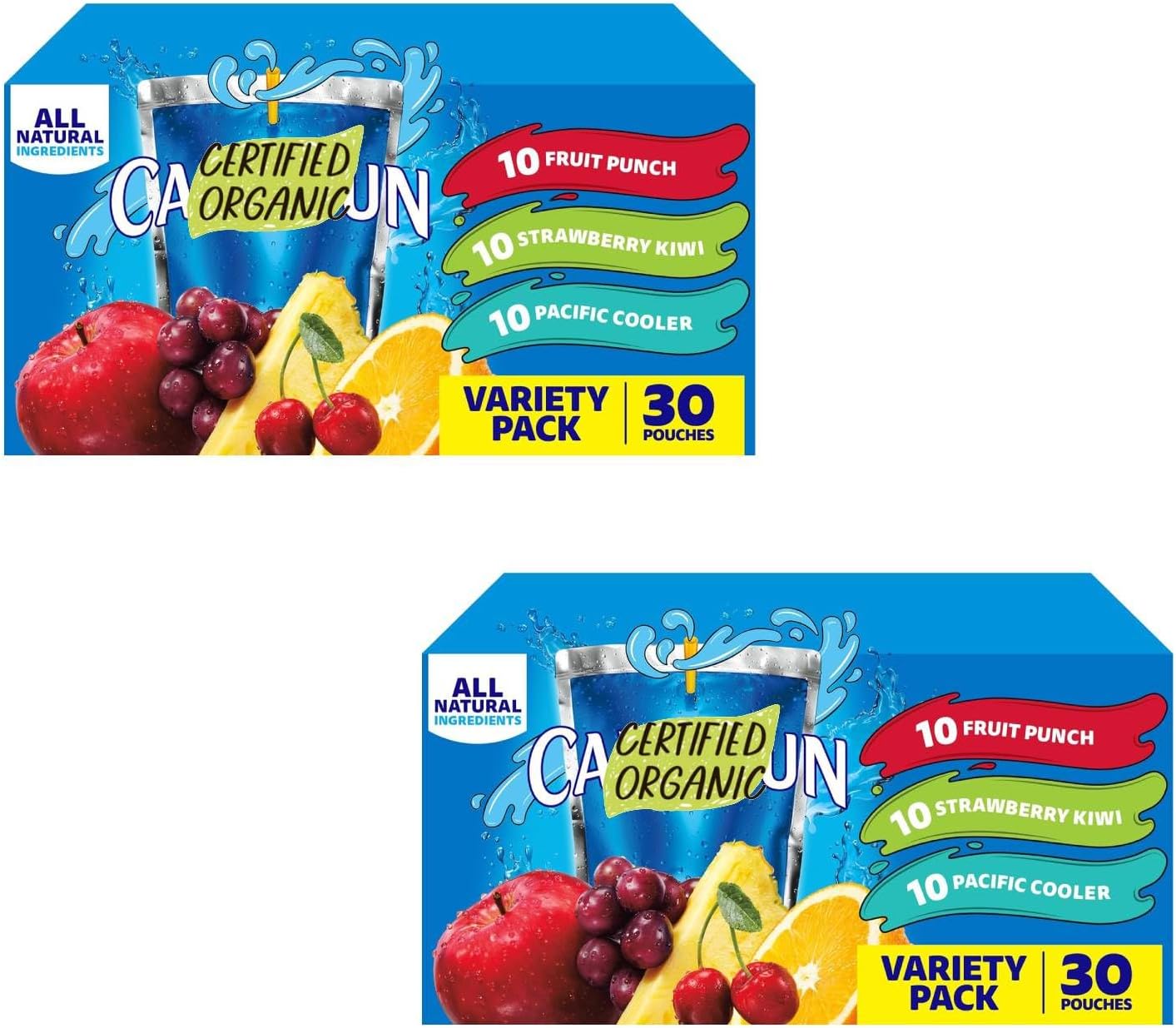 Cappr'i_Sun Fruit Punch, Strawberry Kiwi and Pacific Cooler Flavored Juice Drink Blend Variety Pack, 30 ct, 6 fl oz Pouches (Pack of 2)