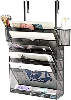 Sponsored Ad - YINGHUA Metal Mesh Wall Hanging Organizer and 2 Pen Holder 5 Tier Vertical Files Holder with Bottom 1 Flat ...