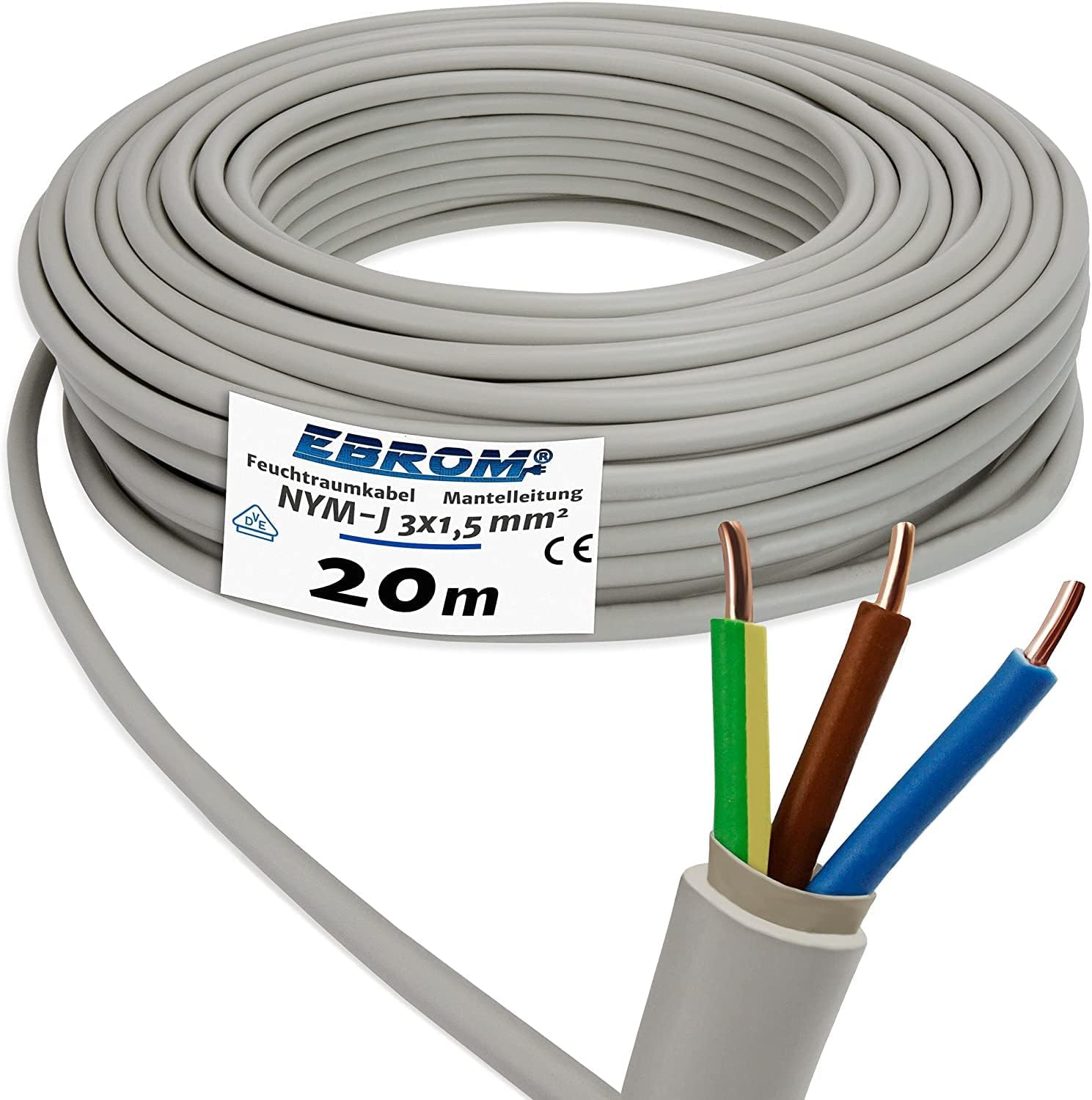 EBROM - Câble de batterie de 2 mètres très flexible Hi-Flex noir - Câble de 16 mm² Très flexible Gaine en PVC (70 ± 5 Shore) - 100 % cuivre 16 mm²