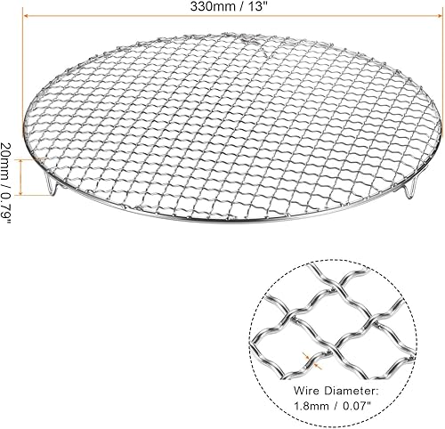 Miniatura 72 de HARFINGTON Rejilla redonda de 6.5 pulgadas de acero inoxidable 201 con alambre cruzado para barbacoa con patas de 0.787 in para cocinar hornear al