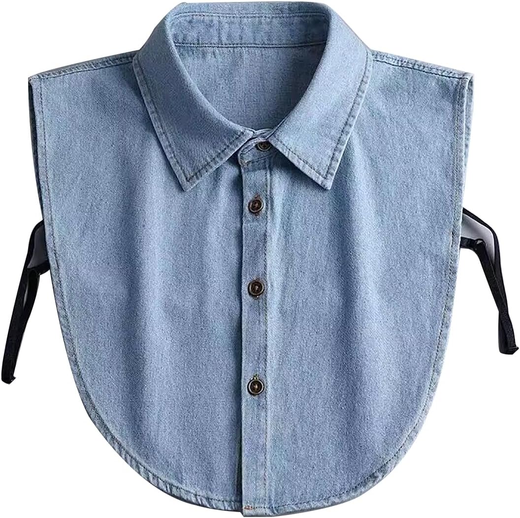 Denim Detachable Collar Faux Dickey Half Shirt Blouse False Decorative Choker