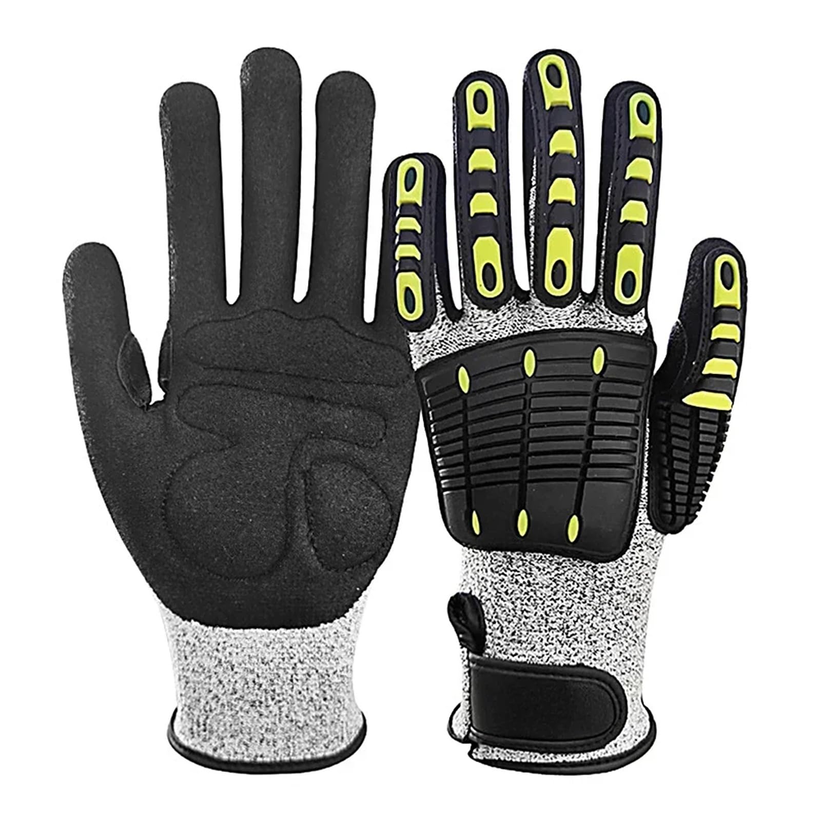 Compatible con guantes de seguridad anticorte TPR mecánicos Antivibración Antigolpes Anticolisión for ciclismo y rescate al aire libre(L)