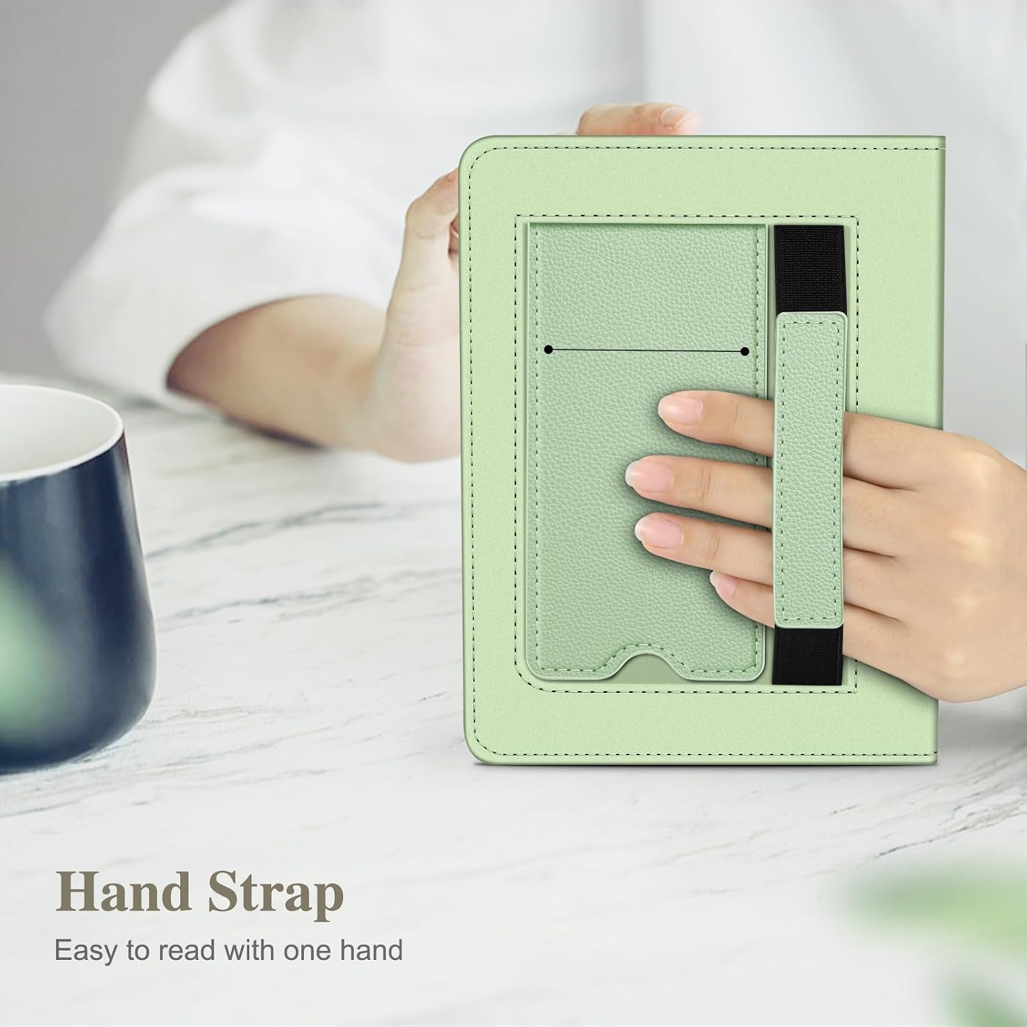 Fintie Case for 7"/6.8" Kindle Paperwhite 12th/11th Gen & Kindle Colorsoft | Foldable Kickstand, Card Slot, Hand Strap, Auto Sleep/Wake, PU Leather Stand Cover, for Paperwhite 2024/2021, Sage Green