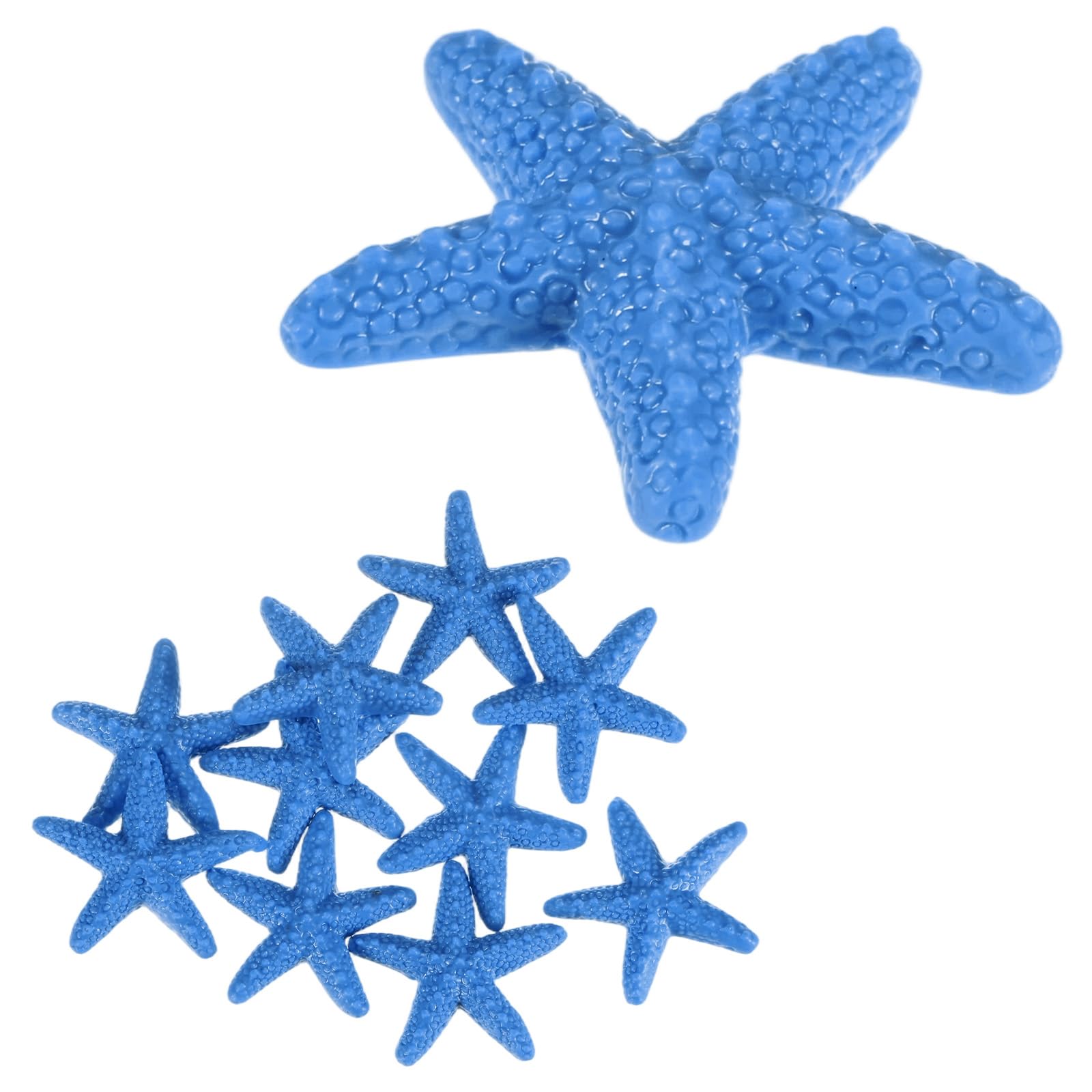 M METERXITY 10-Pack Starfish Decor, 0.9" PVC Artificial Mini Sea Star Decoration for Fish Tank/Aquarium Decoration/Beach/DIY Crafts/Nautical Theme Party [Blue]