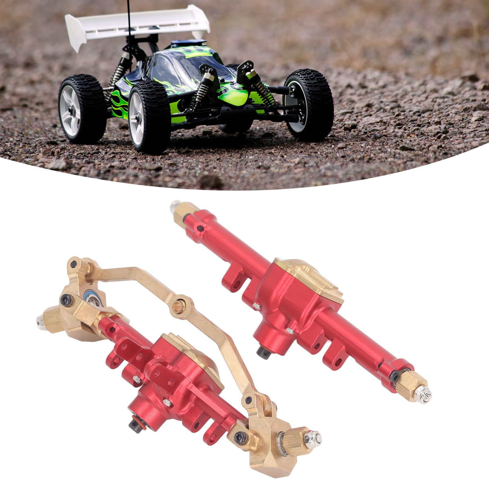 RC Zestaw przedniej osi tylnej ze stopu aluminium i mosiądzu Lekka precyzyjna wymiana wału samochodowego RC do samochodu Traxxas 1/18 RC (czerwony)