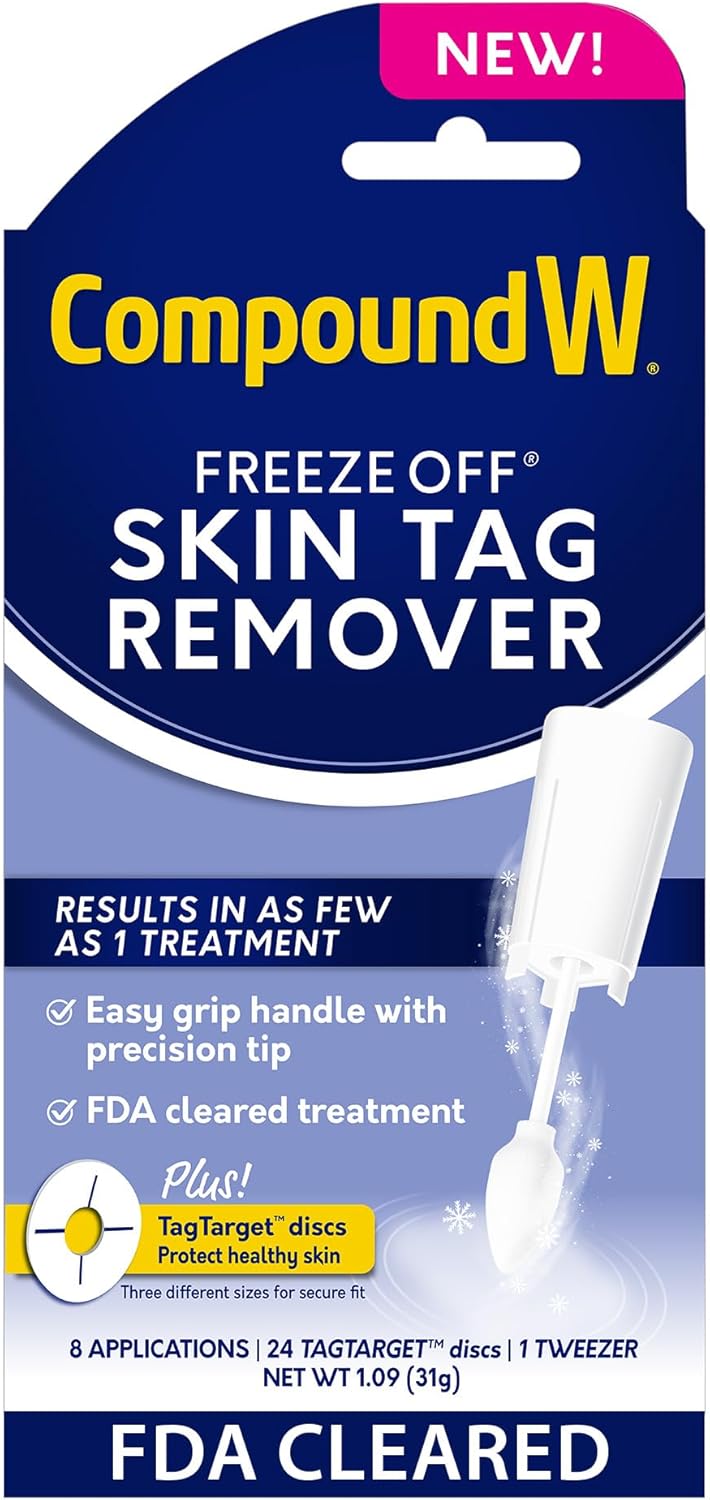 Compound W Freeze Off Skin Tag Remover, FDA Approved Skin Tag Removal Kit with 8 Skin Tag Remover Applications and 1 Pair of Tweezers