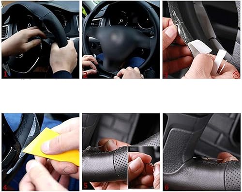 Miniatura 8 de Funda de cuero negro cosida a mano para volante de automóvil, para Nissan March 2010-2015  Sunny 2011-2013  Versa 2012-2014