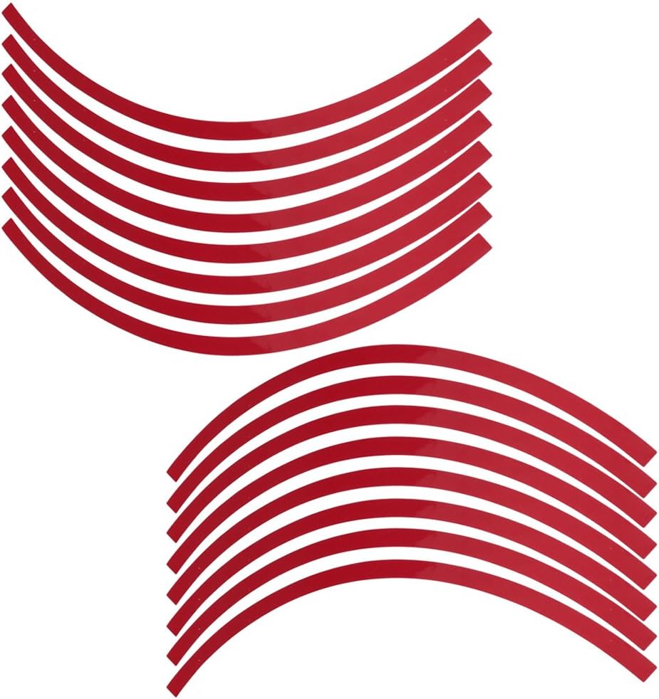 Reflective Wheel Rim Strips 16 Pieces Red, Car Motorcycle Tape 17-19 Inch Adhesive Decals