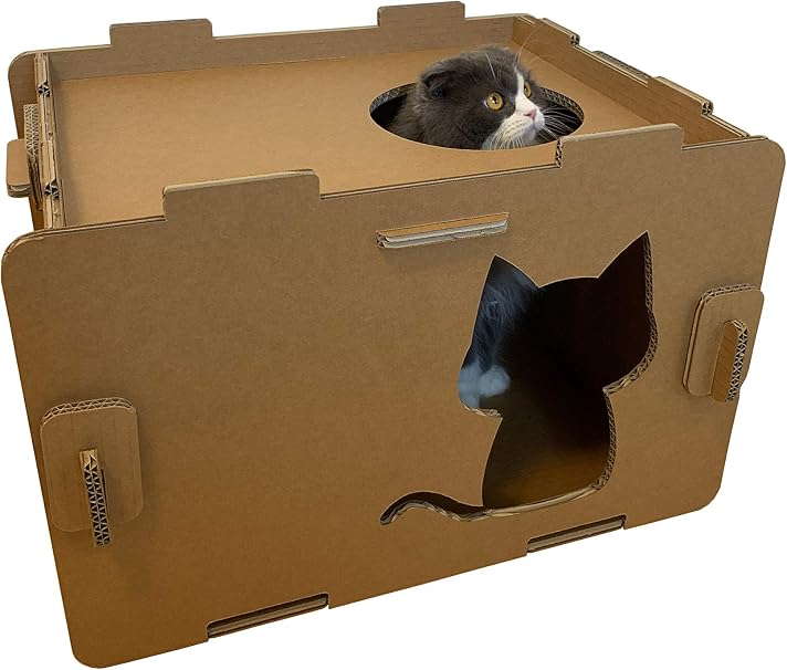 Amazon にゃんボールマンションneo 茶色 ダンボール色 1個 強化段ボール製 キャットタワー 自由に組み合わせ可能 ハウス おもちゃ