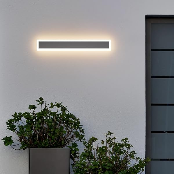 Klighten Aplique Murale LED Extérieur Interieur, 150CM/45W Longue Bande Lampe, Éclairage mural IP54, Luminaire Murale Métal Acrylique, Pour Terrasse Entrée Jardin, Blanc Froid 6000K, Noir - 1
