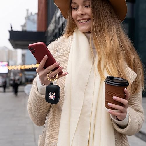 Miniatura 7 de Funda compatible con AirPods Pro 2, funda de silicona para AirPod Pro de 2 generación con símbolo de letras de flores, Airpods Pro con llavero