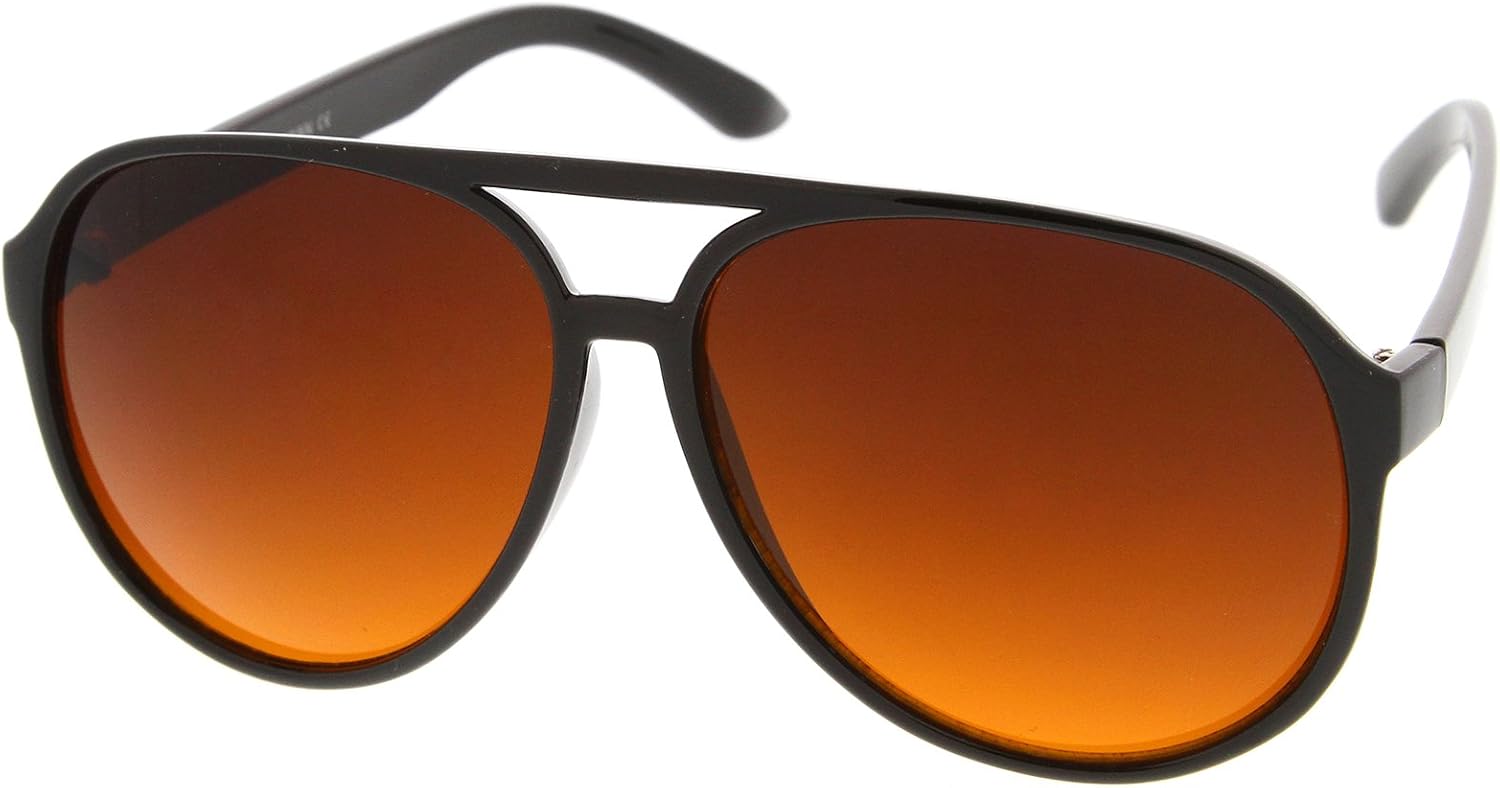 zeroUV Retro Large Plastic Aviator Sunglasses with Blue Light Driving Lens