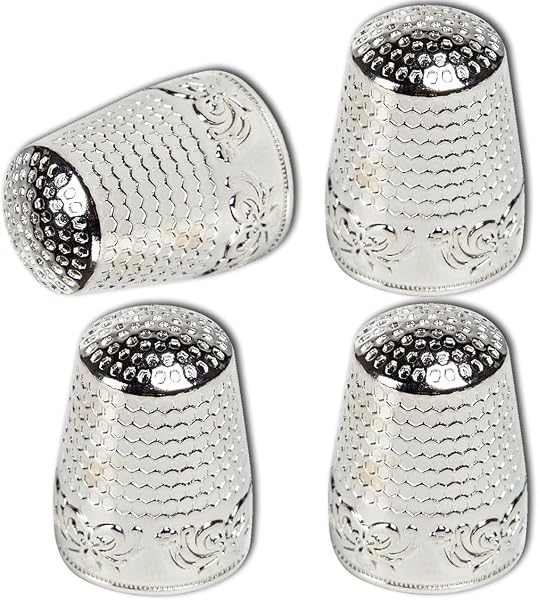 ZESION 4Pcs Metal Thimbles for Quilting and Needlework