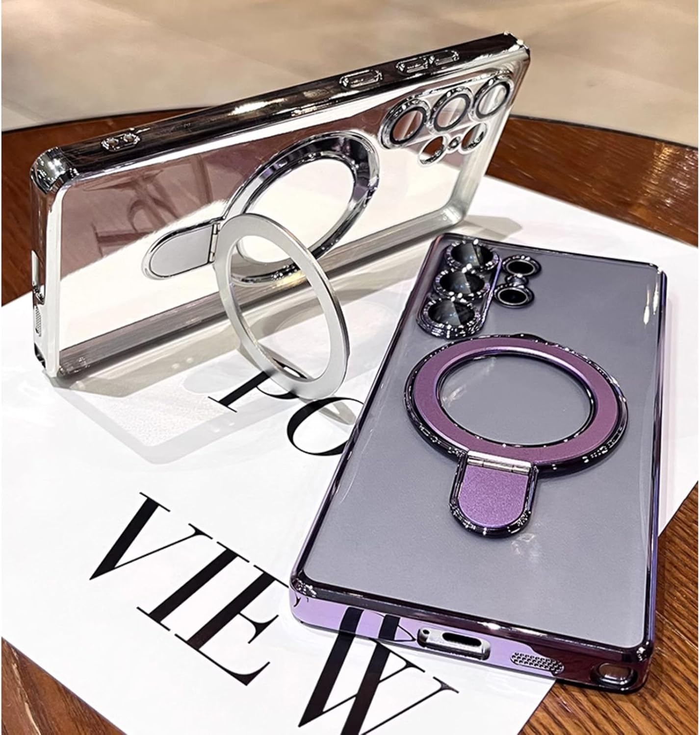 LXK Magnetic for Samsung Galaxy S26 Ultra Case with Stand, Compatible with MagSafe, with Camera Protector, Clear Luxury Military-Grade Drop Protection iPhone Case for Galaxy S26 Ultra 6.9" Silver