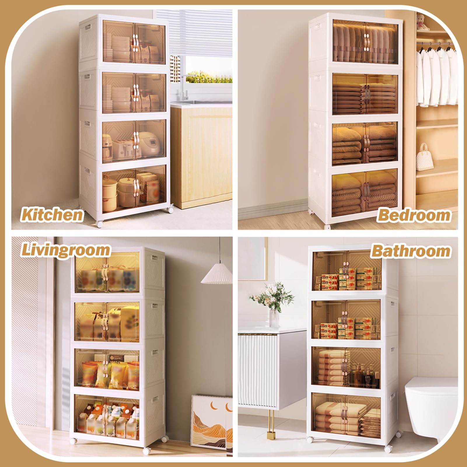GAOXIAO Organizador de Almacenamiento de Cajones de Plástico, Cajonera Plastico Organizador Grandes, Torre de Almacenamiento con Ruedas para Oficina Hogar y Organización Width 45cm 2layer