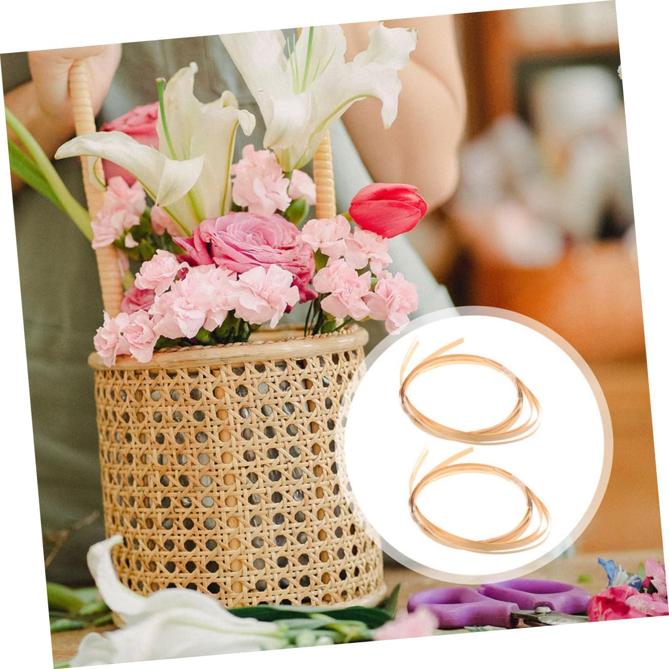 NUOBESTY Bundles Weaving Strips for Crafts Durable DIY Basket Making Materials Flat Reed Cane for Repairs and Projects Each Sturdy and Easy to Shape