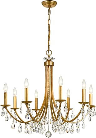 Crystorama Bridgehampton 8 Light Hand Cut Crystal Antique Gold Chandelier