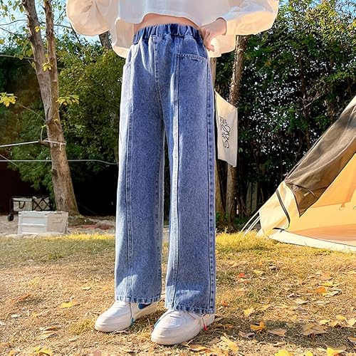 Jeans Menina Cor Sólida Jeans Para Meninas Primavera Outono Calça Jeans Infantil Estilo Casual Roupa