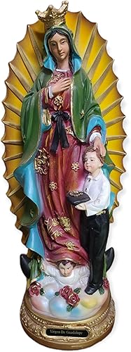 Estatua religiosa de Virgen María con niño para primera comunión de 8 pulgadas, regalo religioso de Nuestra Señora de Guadalupe