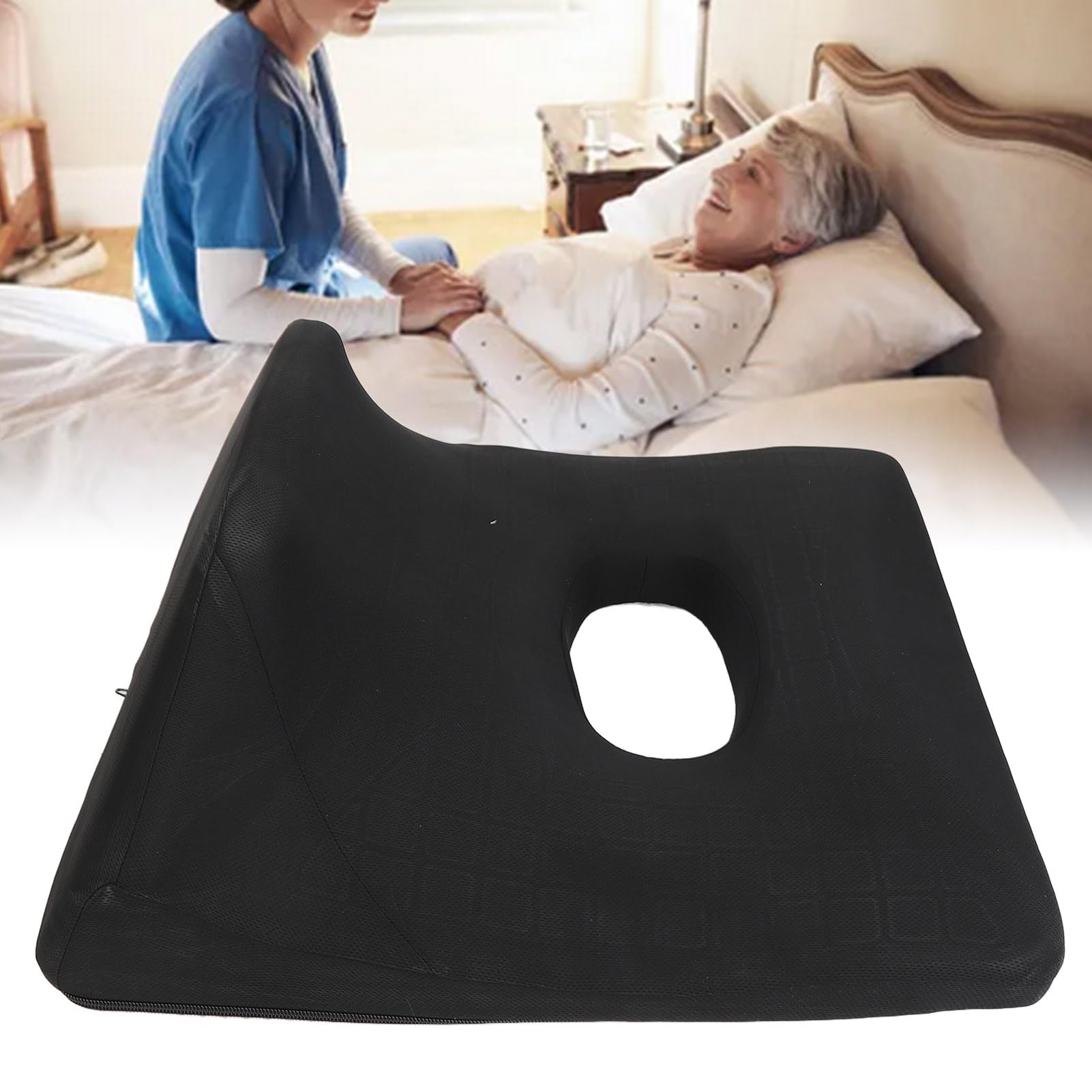 Cojín Antiescaras con Soporte para las Piernas, Cojines Transpirables de Espuma Viscoelástica para el Hueso del Trasero, Cojín Antiescaras con Diseño Hueco de Forma Ovalada para Ancianos, Postrados en