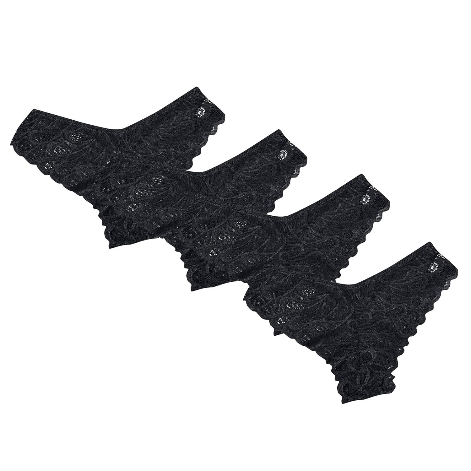 4PCs Womens Floral Lace G-String Seamless Thongs Sexy Underwear Panties Bikini Hipster Briefs Underpant Cheeky Panty Thong