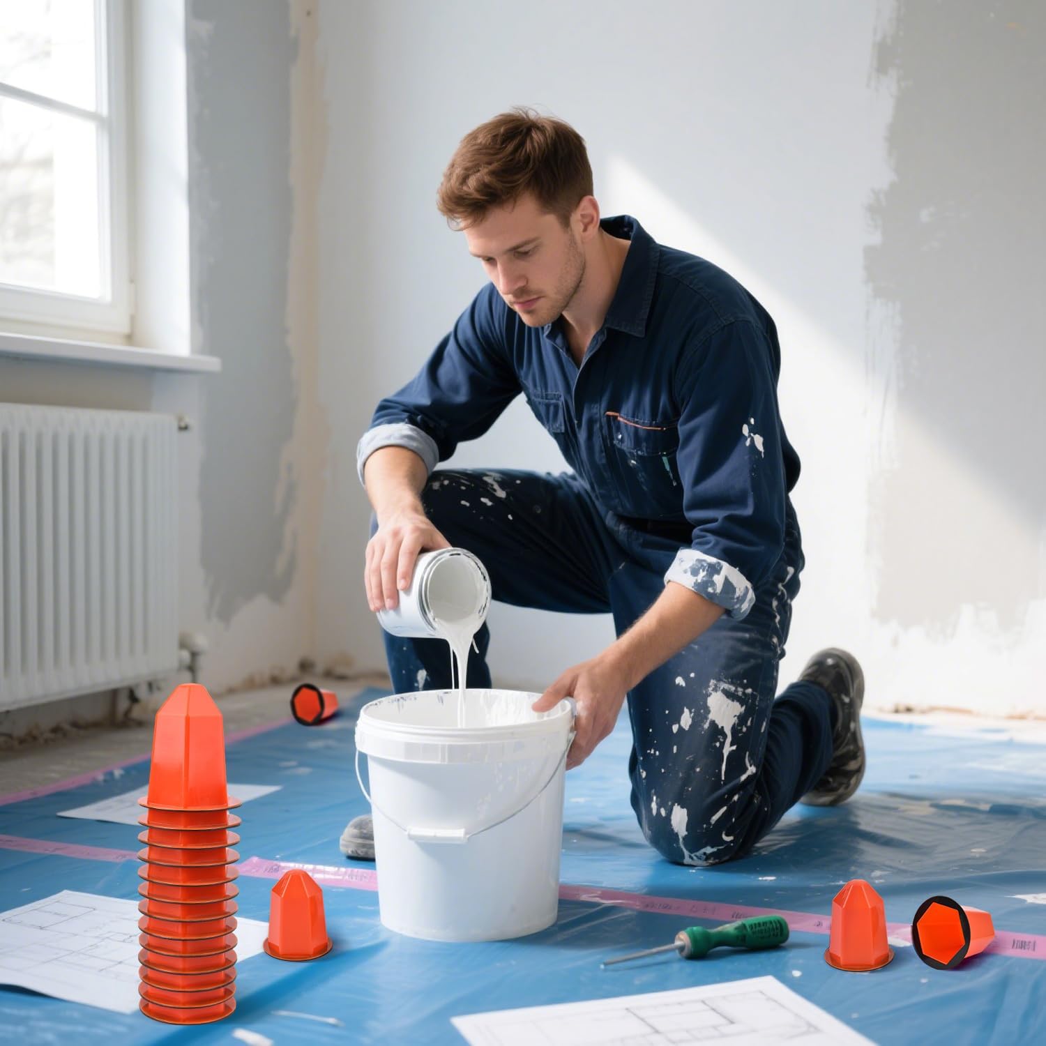 13 Pcs Fire Sprinkler Covers with Magnet Fire Sprinkler Head Paint Cover Protection Covers for Ceiling Covers for Head Guard and Head Paint Protection Recessed Sprinkler Protector (Orange)