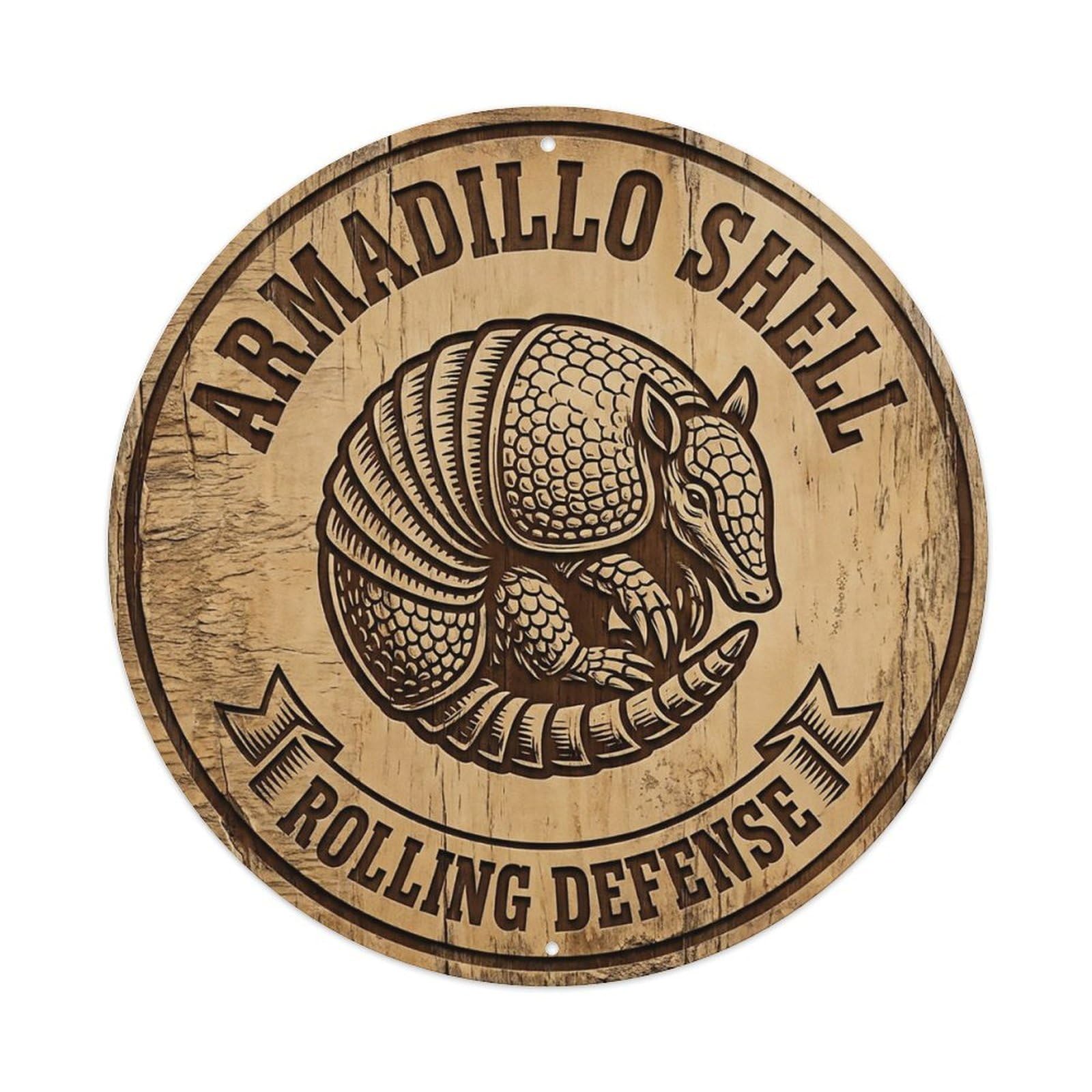 Cxhjca 8X8inch(20X20cm) Armadillo Shell Rolling Defense Metal Tin Sign