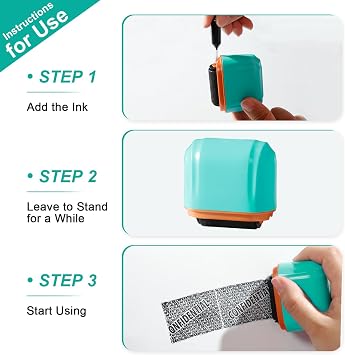 Data Defender Roller Stamp, Address Blocker with 3-Pack Refills Ink, Identity Theft Protection Roller Stamp for Anti Theft and Privacy Safety, Tiffany Blue