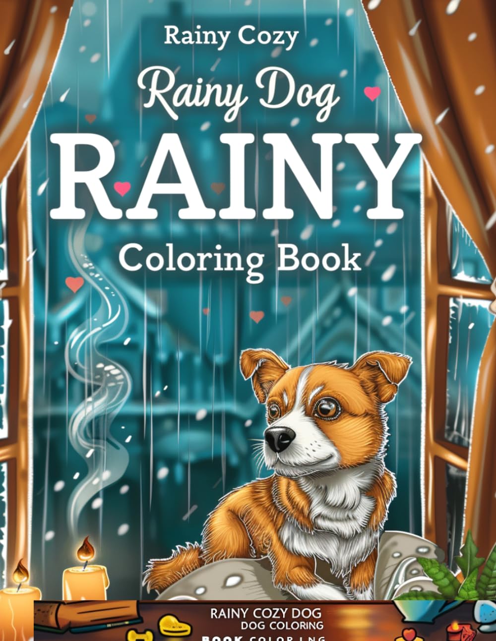Rainy Cozy Dog Coloring Book: Cute Dogs in Rainy Day Scenes, Cozy Indoor Moments for Relaxation, Stress Relief & Mindful Coloring