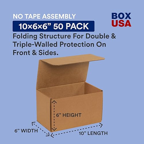 Miniatura 9 de BOX USA Cajas móviles de 10 pulgadas de largo x 3 pulgadas de ancho x 3 pulgadas de alto, paquete de 50 unidades  Caja de cartón corrugado para