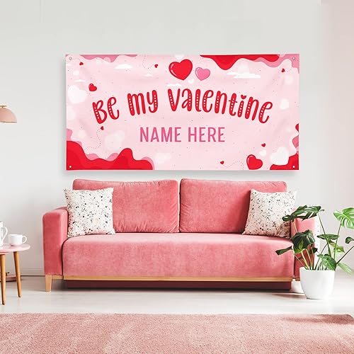 Miniatura 62 de Cartel de fondo personalizado para el día de San Valentín, decoración de San Valentín, letrero de vinilo con texto en inglés "Be My Valentine
