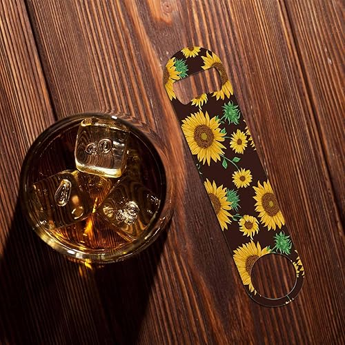 Miniatura 7 de Abrebotellas de acero inoxidable con diseño de girasoles de acuarela, flores y hojas, plantas florales, estilo vintage, abrebotellas de cerveza,