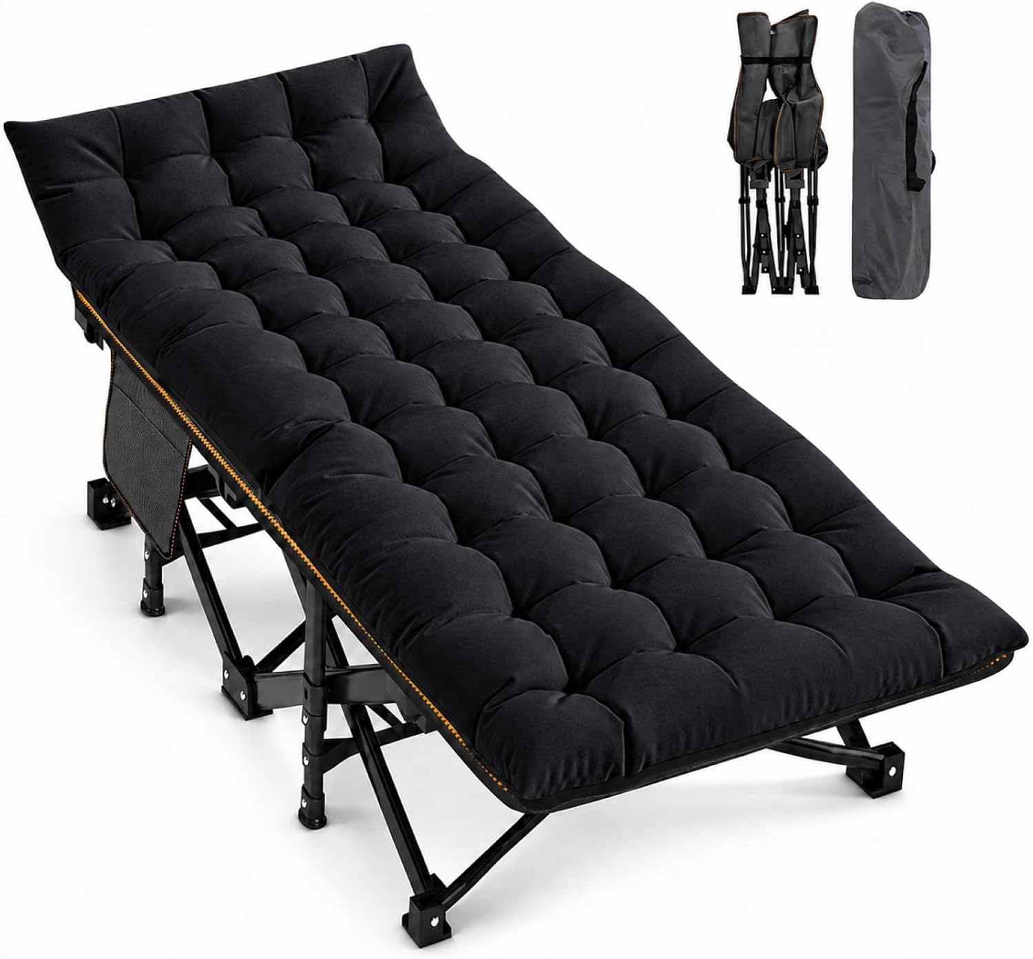 LILYPELLE Folding Camping Cot, Extra Wide Heavy Duty Sleeping Cots with Pad