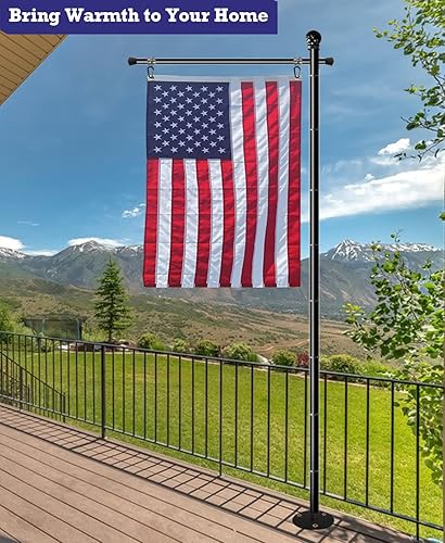 Vista 15 de Poste de bandera de jardín de 10 pies para banderas estadounidenses de 3 x 5 pies, asta de bandera ajustable con base de 5 picos para patio al aire
