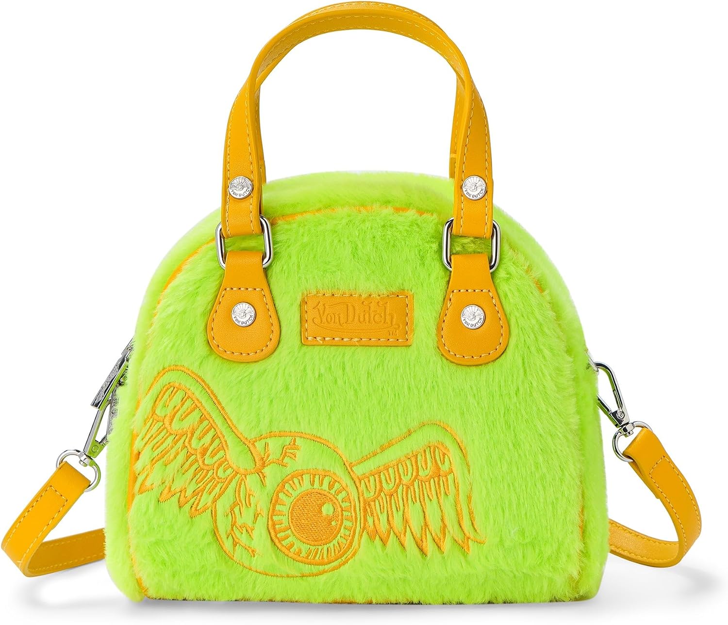 Von Dutch Womens Furry Bowling Bag Purse - Stylish Women's Handbag with Adjustable Strap, Spacious Interior