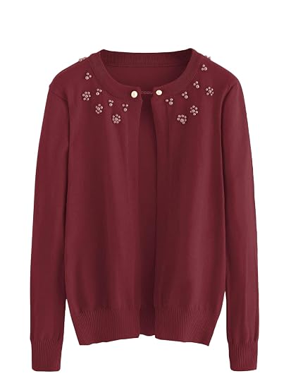 Knit Sweater Cardigan Burgundy 