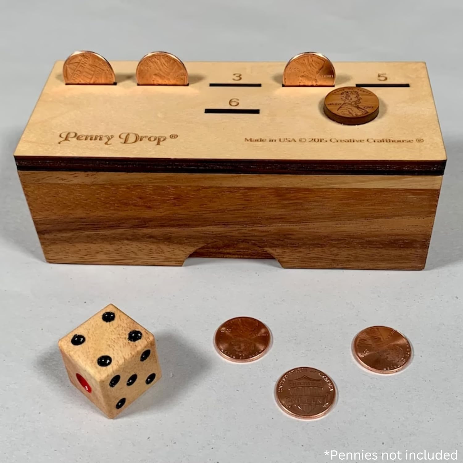 Creative Crafthouse Personalizable Penny Drop Game Size Medium | Personalize Your Gift with a Custom Laser Engraved Name or Message | Fun Family Dice Game for Two or More Players