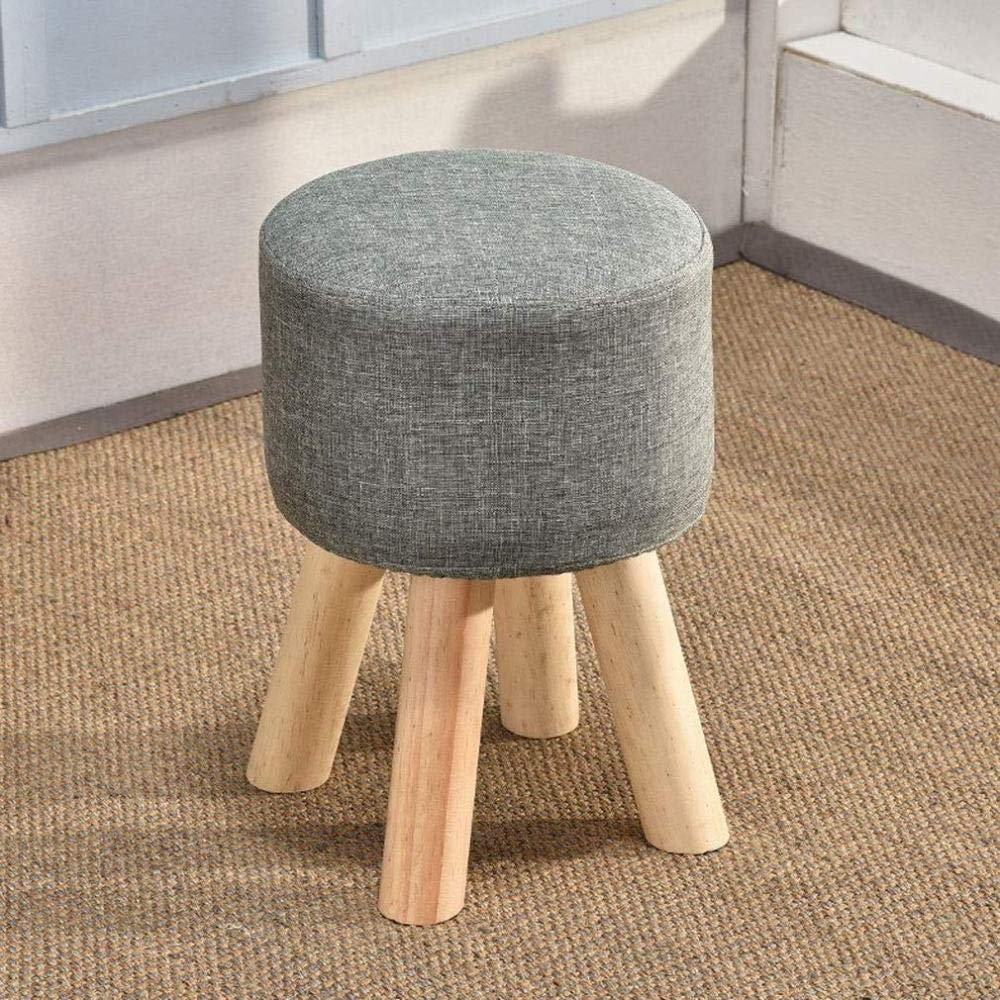 Taburete redondo de madera maciza con esponja gris oscuro ZZ