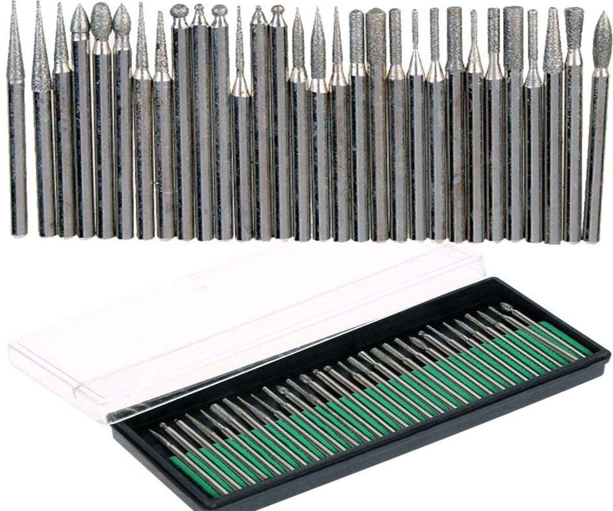 DIY Crafts 30 Pcs 1 Sets - 10 Sets, Steel Diamond Burr Glass Set (Silver) Sets Set/Kit Diamond Burr Bit, Grinder Carving Set for Rotary Dremel Drill Machine (Pack Of 8 Sets, 30x8, Silver) (B092R45CZ5) Amazon Price History, Amazon Price Tracker