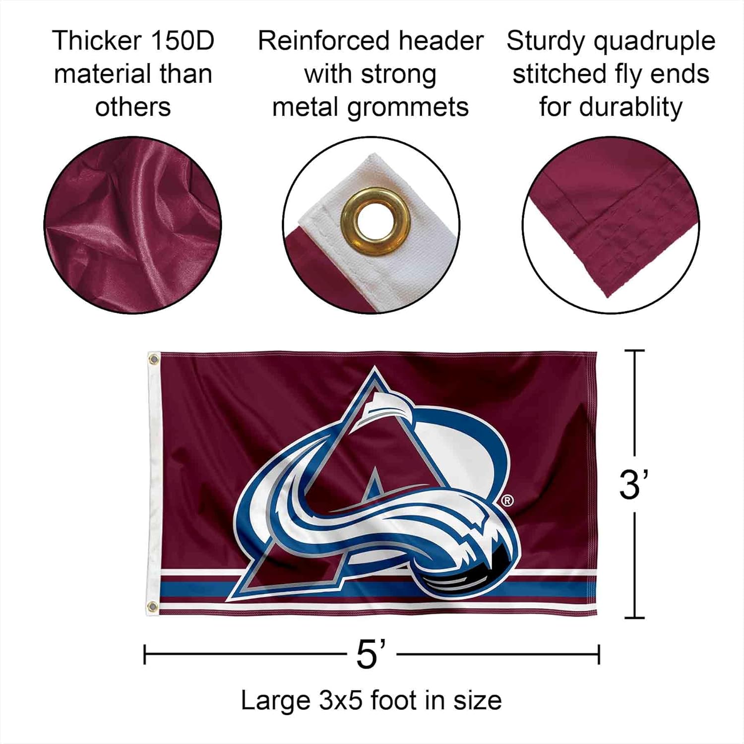 Colorado Avalanche Flag 3x5 Banner - Image 2