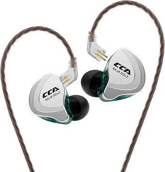 CCA C10 Five Drivers Hybrid in Ear Monitors in Each Side,HiFi 4BA 1DD High Resolution Earphones/Earbuds with 3.5mm Gold Plated Plug Detachable Cable 2pin 0.75mm Wired Earbuds No Mic, C10 Cyan