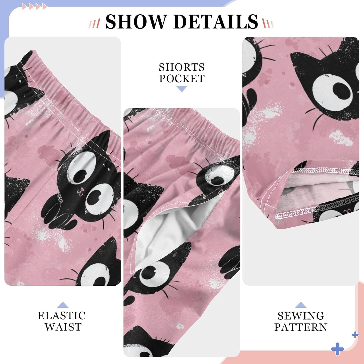 visesunny Boys' Pants Kawaii Cats Pink Pattern Jogger Pants Elastic Waist Long Bottoms Trousers with Pockets S-XL