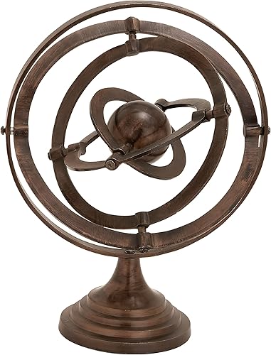 Miniatura 1 de Deco 79 Brújula de aluminio, globo armillar, 12 x 11 x 15 pulgadas, cobre