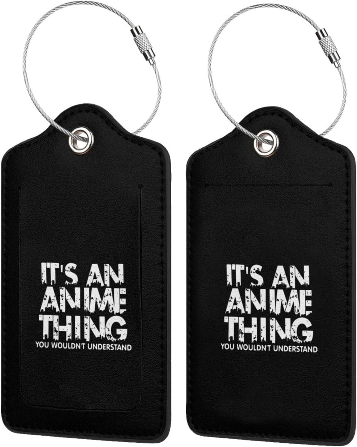 It's an Anime Thing Luggage tag with Stainless Steel Ring for Travel Bags and suitcases 2 PCS