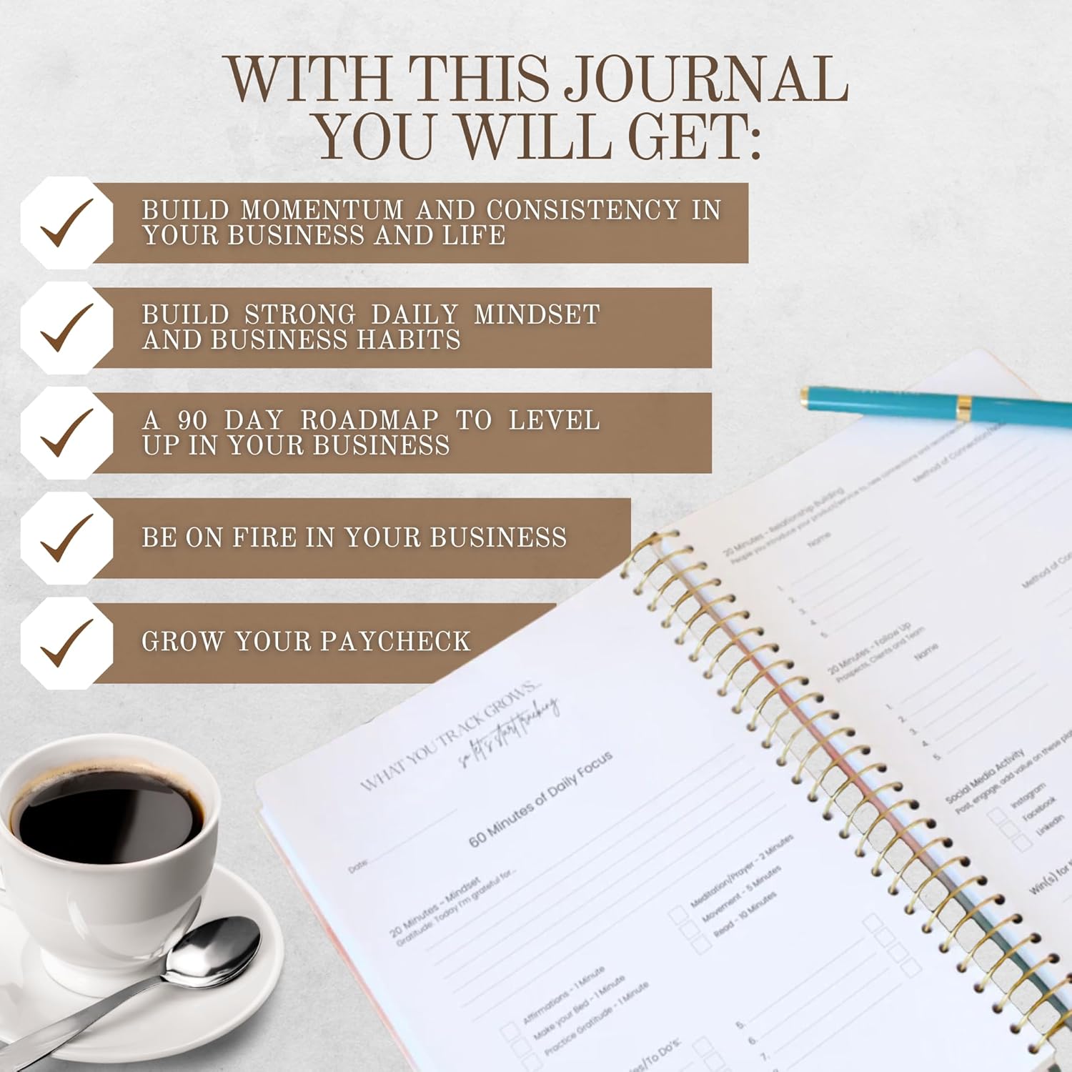 Journal - 90 Day Habits Planner for Network Marketing - Direct Selling Planner for MLM Marketing Books - Network Marketing Book Journal - 90 Day Cycle to New Habits Marketing Journal