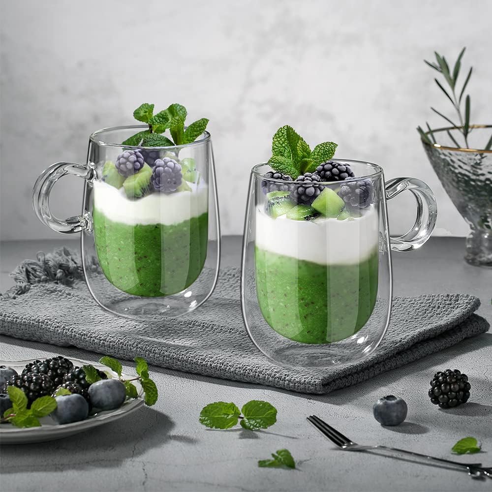 glastal Double Walled Glass Coffee Mugs 12 oz, Cappuccino Cups Set
