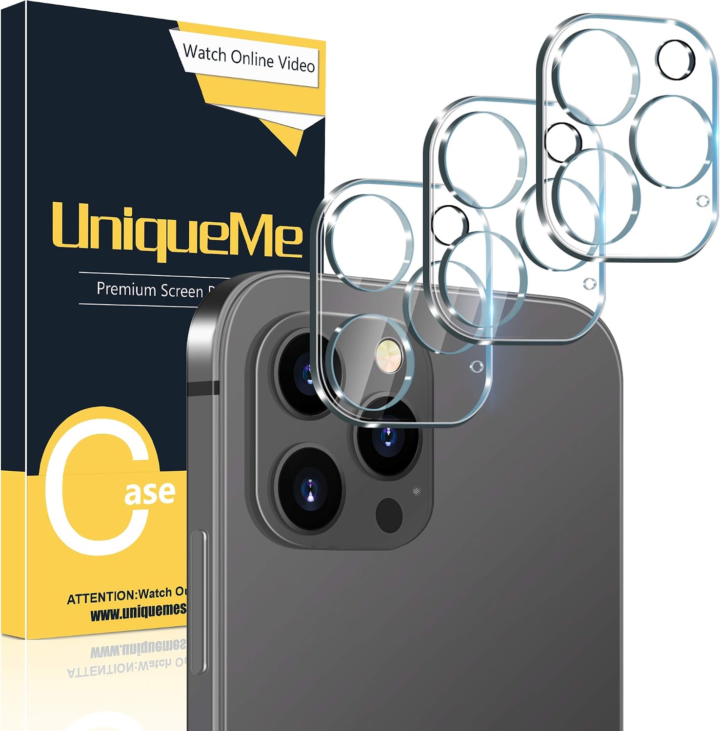 [3 Pack] UniqueMe Camera Lens Protector Compatible with iPhone 12 Pro Max 6.7 inch Screen Protector Tempered Glass [9H Hardness] HD Clear [Anti-Scratch] [Bubble Free]