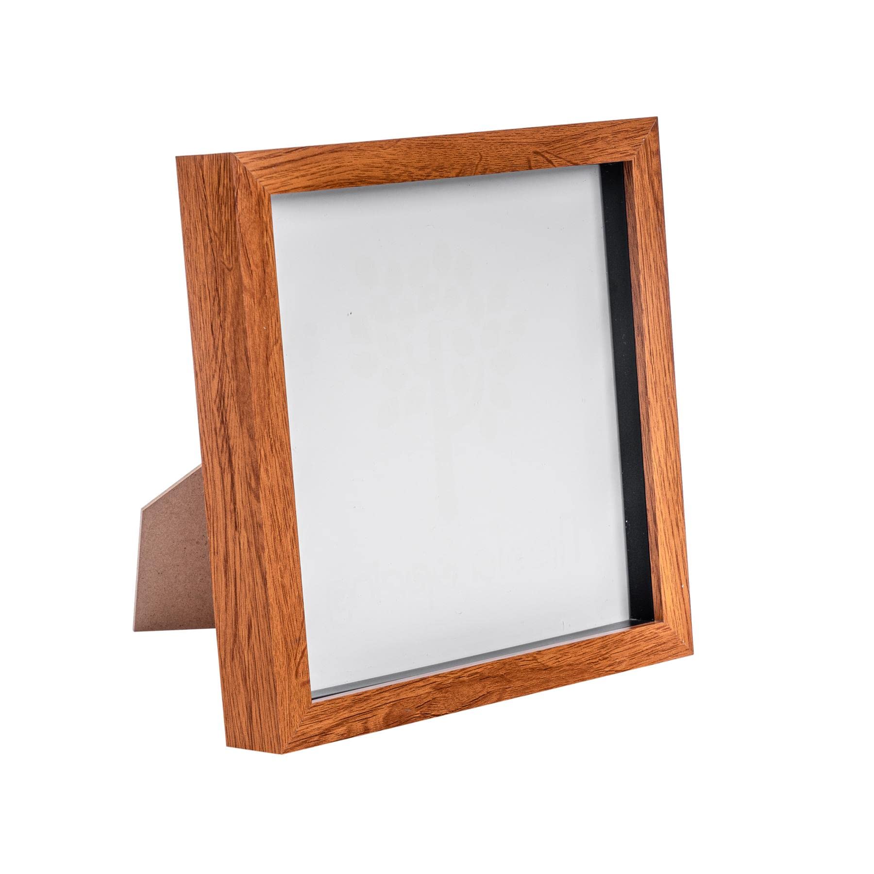 Nicola Spring 3D Shadow Box Photo Frame - 8x8 (20x20cm) - Pack of 1 - Dark Wood 3D Photo Frame Box Picture Square Display Case for Crafts, Keepsakes, Wedding, Graduation