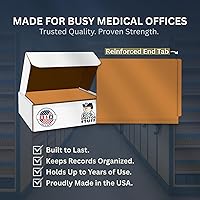 Vista 9 de Carpetas de archivos marrones, material médico, carpeta con pestaña final reforzada tamaño carta con cierre de 2 pulgadas en el interior frontal
